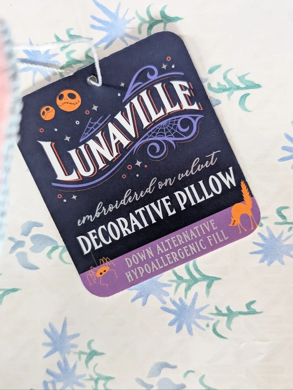 Lunaville Pastel Embroidered Halloween Pillow NEW 70s Groovy Retro Velvet Cute